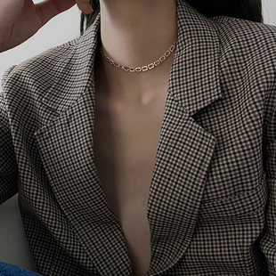 欧美简约金属项链女ins小众设计感短款锁骨链子气质choker脖颈链