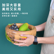 实木果盘果盆摆件沙拉大木碗木盆，客厅厨房东南亚中式木质复古果盆