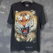 泰国进口欧美潮牌3D高清印花 老虎图案 男短袖T恤夏款半袖体恤