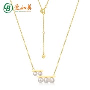 日系双层平衡木项链，s925纯银时尚气质，珍珠项链锁骨链