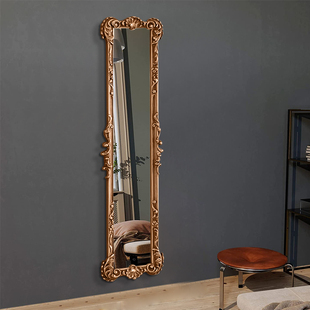 复古全身镜欧式古典挂墙极窄超窄壁挂美式玄关装饰镜法式穿衣镜子