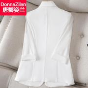 白色薄款七分袖小西装外套女士2024夏季韩版修身气质西服上衣