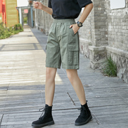 军绿色工装短裤女夏季薄款美式五分裤休闲运动宽松大码中裤多口袋