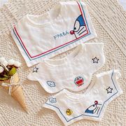 日本儿童刺绣口水巾婴儿女宝宝纯棉可爱围兜围嘴可旋转圆形口水兜