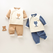 婴儿冬季小月龄一岁宝宝衣服秋冬秋款棉袄套装冬天两件套外穿