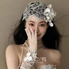 明国风镂空蕾丝帽子复古花朵，头饰仙美法式新娘，婚纱礼服设计感发饰