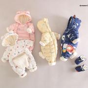 。6一12月婴儿冬装宝宝棉服冬季新生婴幼儿连体衣爬服冬天外出棉