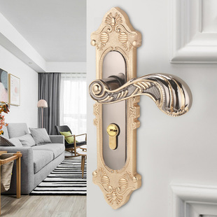 家用欧式门锁室内房间实木门锁具磁吸静音门把手机械门锁通用型