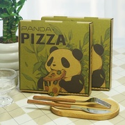 熊猫花花披萨盒比萨，打包盒外卖三层瓦楞牛皮，加厚78910寸包装盒