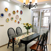 创意个性手绘墙面挂盘子欧美式地中海餐厅装饰客厅沙发艺术背景墙