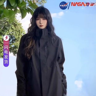 nasa冲锋衣女2024春秋季防水男士，外套三合一登山服风衣防风单层