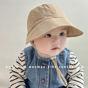 婴儿帽子夏季防晒帽简约洋气大帽檐幼儿速干帽遮阳男女童渔夫帽潮