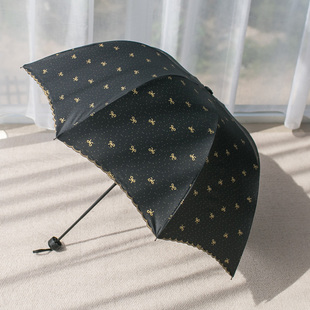 深拱形防晒防紫外线，蘑菇公主雨伞黑胶遮阳折叠晴雨两用女太阳伞