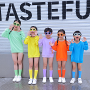 儿童彩色卫衣纯色纯棉，男女小学生班服糖果，色幼儿园团体多巴胺穿搭