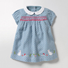 娃娃翻领夏季小女童孩2-7岁短袖卡通兔子绣花棉质韩国幼儿连衣裙