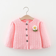 女童宝宝糖果色外套2023韩版洋气秋装，0-3岁儿童公主开衫可爱童装