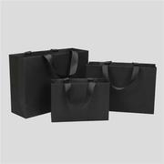 黑色手提纸袋大号小号，中号螺纹绳，广告袋服装店包装袋可印刷袋