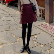 韩国特大码女装，胖mm秋装条绒，时尚显瘦半身裙1026