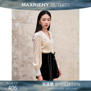 奥莱maxrieny复古宫廷，风丝绒衬衫早秋蕾丝，披肩领上衣女