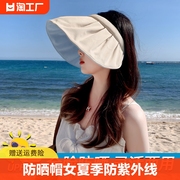 防晒帽女夏季防紫外线贝壳，遮阳帽空顶太阳，帽子夏天儿童可折叠帽檐