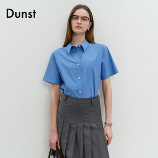 dunst2024夏季棉质短袖衬衫，女微短款职，业风半袖宽松udsh4b228