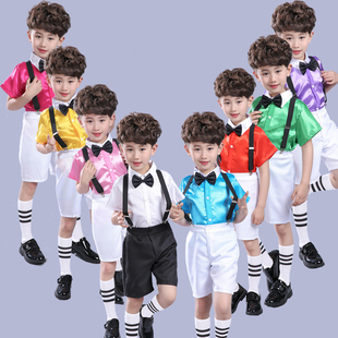 六一儿童朗诵表演服背带裤花童礼服男童小学生合唱幼儿园演出服装