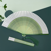 扇子折扇中国风新中式古风夏天随身果绿色小清新随身折叠扇舞蹈扇