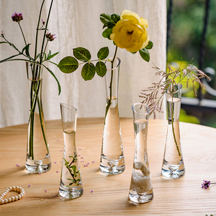 掬涵花瓶轻奢迷你花器客厅小口径玻璃瓶摆件鲜花北欧法式插花水培