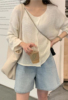 现！韩国东大门女装 2024春夏新 大版型设计宽松冰线针织开衫