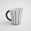 endlessstars复古黑白，条纹立体马克杯，创意陶瓷杯男女法式咖啡杯