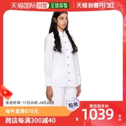 香港直邮潮奢ganni甘尼女士，白色荷叶边衬衫