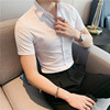 衬衫男短袖韩版商务职业，正装修身型男士白色，衬衣潮流黑色打底衫寸