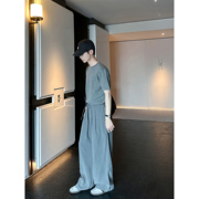 高林凡一件内外搭单品韩版纯色针织，短袖男女款，t恤男简约慵懒风