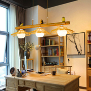 灯具中式复古日式田园个性创意，小鸟竹艺吊灯，吧台特色餐厅阳台灯