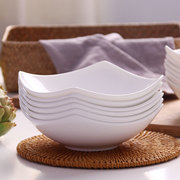 陶瓷微波炉四方沙拉小碗日式单个纯白色，米饭碗骨瓷盘子家用吃饭碗