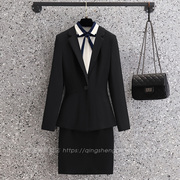 黑色西装外套女短款休闲小个子韩版大码职业套装正装气质修身西服