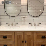 复古落地浴室柜组合实木定制洗漱台美式卫生间洗手脸面池盆原木色