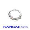 KANSAI碎银淡水珍珠戒指女冷淡风法式小众指环个性潮流手饰品