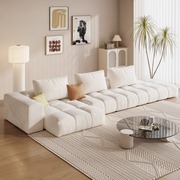 奶油风转角布艺沙发现代简约大户型客厅沙发贵妃羽绒科技布沙发