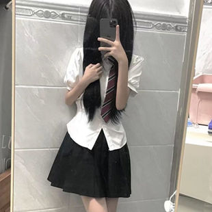 套装夏季甜辣jk制服衬衫收腰显瘦纯欲百搭短袖上衣女百褶裙