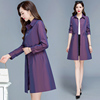 春秋高端大气风衣中长款韩版显瘦妈妈女装今年流行紫色外套