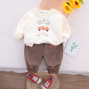 婴儿衣服春季男孩韩版洋气，套装一1岁半5六7八9个月男宝宝分体春装