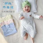 婴儿夏季纯棉薄款网眼连体衣儿童，家居睡袋睡衣宝宝空调服长袖哈衣