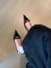 法式包头凉鞋女2024春夏季真皮单鞋黑色，尖头细跟气质高跟鞋女