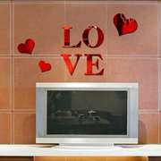 爱心形亚克力3d立体墙贴画，情侣墙纸自粘婚房卧室温馨浪漫床头装饰