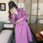 今年流行紫色风衣外套女春秋2024高级感超好看中长款大衣