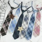 小领带女jk日系格子短款免打懒人皮筋领带可调节校服学院风学生