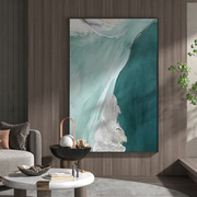 现代轻奢客厅玄关装饰画蓝色海抽象油画背景墙壁走廊过道竖i