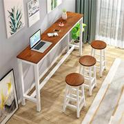 吧台桌简易靠墙商用窄桌子，家用长条桌奶，茶店桌椅组合高脚吧台椅子