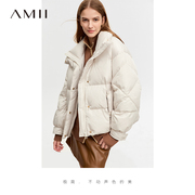 amii品牌短款羽绒服女冬天外套，冬季2023加厚高领小个子面包服